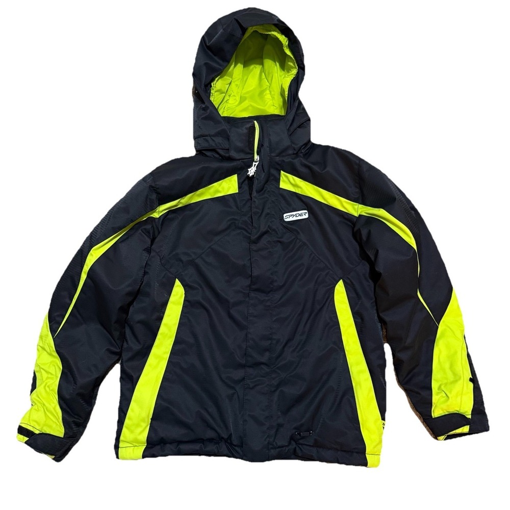 Spyder‎ Winter Coat Jacket Kids Youth Sz 16 Ski Snowboard Black & Neon Green